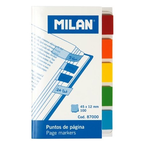 BANDERETES ADHESIVES TRANSPARENTS PUNTA COLOR. PAQUET 100 FULLS