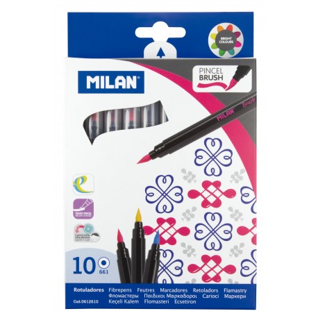 ESTOIG RETOLADORS MILAN. PUNTA PINZELL. 10 COLORS ASSORTITS