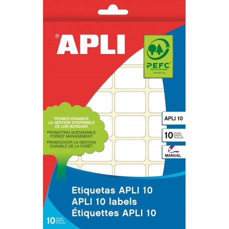 ETIQUETES AUTOADHESIVES BLANQUES. BOSSA 10 FULLS: 16 X 22 MM