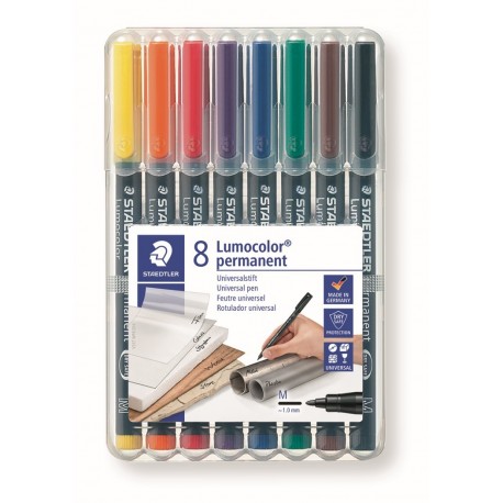 ESTOIG RETOLADORS LUMOCOLOR PERMANENT 317WP8. PUNTA MITJANA 8 COLORS ASSORTITS