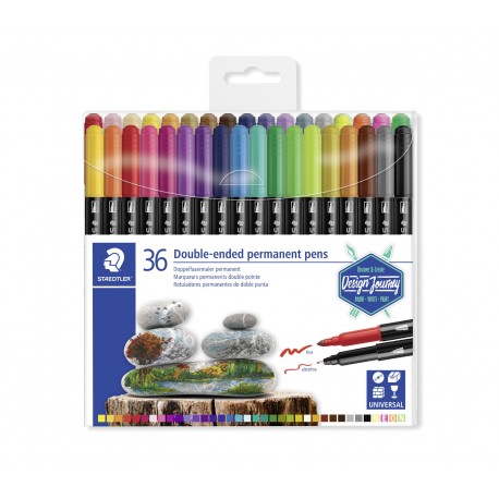 ESTOIG RETOLADORS STAEDTLER 3187 TB36. PERMANENT. DOBLE PUNTA 36 COLORS ASSORTITS