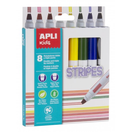 ESTOIG RETOLADOR APLI STRIPES DOBLE PUNTA. LINEA DOBLE I TRIPLE 8 COLORS ASSORTITS