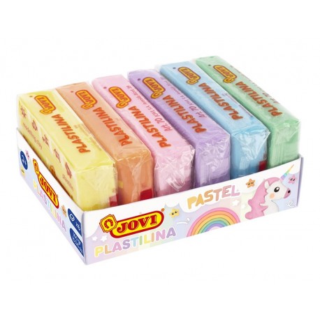 PLASTILINA JOVI COLORS PASTEL. PASTILLA 50 GRS. CAPSA 6U ASSORTIDES