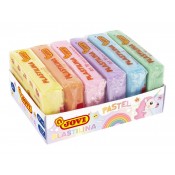 PLASTILINA JOVI COLORS PASTEL. PASTILLA 50 GRS. CAPSA 6U ASSORTIDES