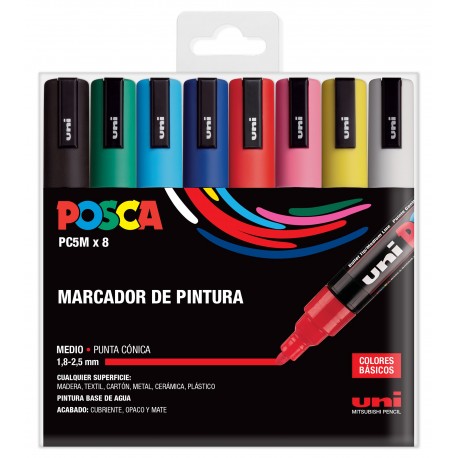 ESTOIG UNI POSCA PC-5M. TINTA AIGUA. PUNTA RODONA. BOSSA 8 UNITATS ASSORTITS