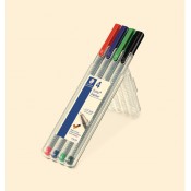 ESTOIG RETOLADORS STAEDTLER FINELINER TRIANGULAR PUNTA 0,3 MM. CAPSA 4 ASSORTITS