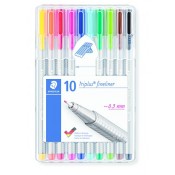 ESTOIG RETOLADORS STAEDTLER FINELINER TRIANGULAR PUNTA 0,3 MM. CAPSA 10 ASSORTITS