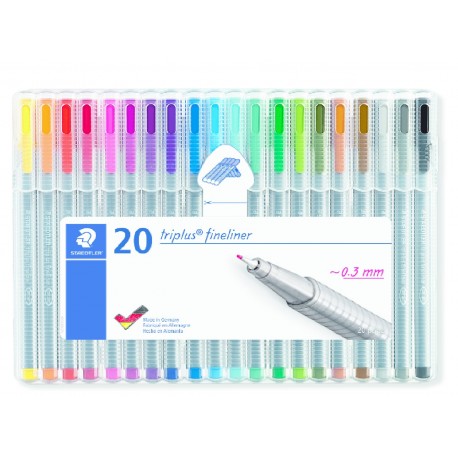 ESTOIG RETOLADORS STAEDTLER FINELINER TRIANGULAR PUNTA 0,3 MM. CAPSA 20 ASSORTITS