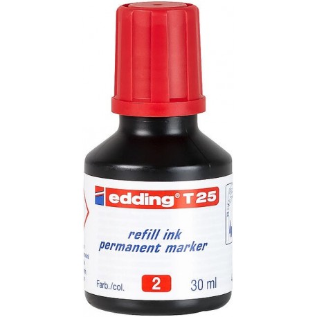 TINTA DE RECANVI EDDING T-25. FLASCÓ 30 ML: VERMELL