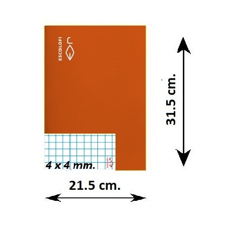 LLIBRETA FOLI TAPA DURA 50 FULLS. QUADRÍCULA 4 MM: TARONJA