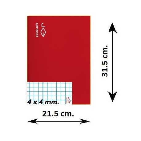 LLIBRETA FOLI TAPA DURA 50 FULLS. QUADRÍCULA 4 MM: VERMELL