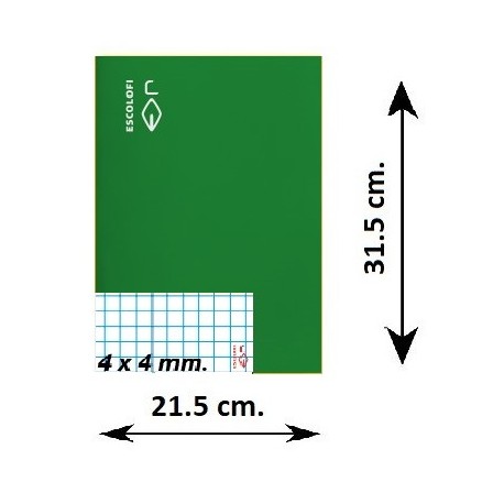 LLIBRETA FOLI TAPA DURA 50 FULLS. QUADRÍCULA 4 MM: VERD