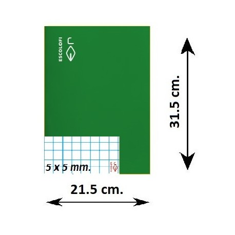 LLIBRETA FOLI TAPA DURA 50 FULLS. QUADRÍCULA 5 MM: VERD