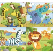 ANIMALS SALVATGES.4 PUZZLES PROGRESIUS 12/16/20/25 PECES