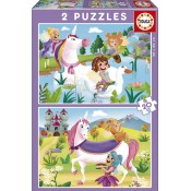 UNICORNIS I FADES. 2 PUZZLES PROGRESSIUS 20 PECES. + 3 ANYS