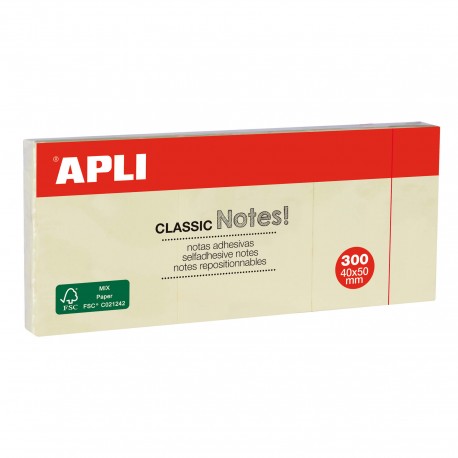 NOTES POSAR I TREURE ADHESIVES 38 X 51 MM. TAC 100 FULLS. PAQUET 3 UNITATS