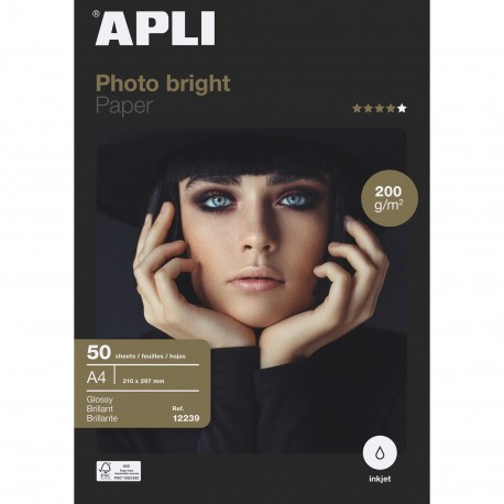 PAPER FOTOGRÀFIC IMPRESSORES DIN A4 BRILLANT 1 CARA 200 GRS. 50 FULLS