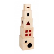 TRASLUCEN STACKING. 5 CUBS APILABLES FUSTA 12 x 12 x 12 CM.