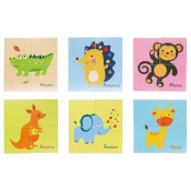 WOODEN ANIMAL.6 PUZZLES DE 4 PECES